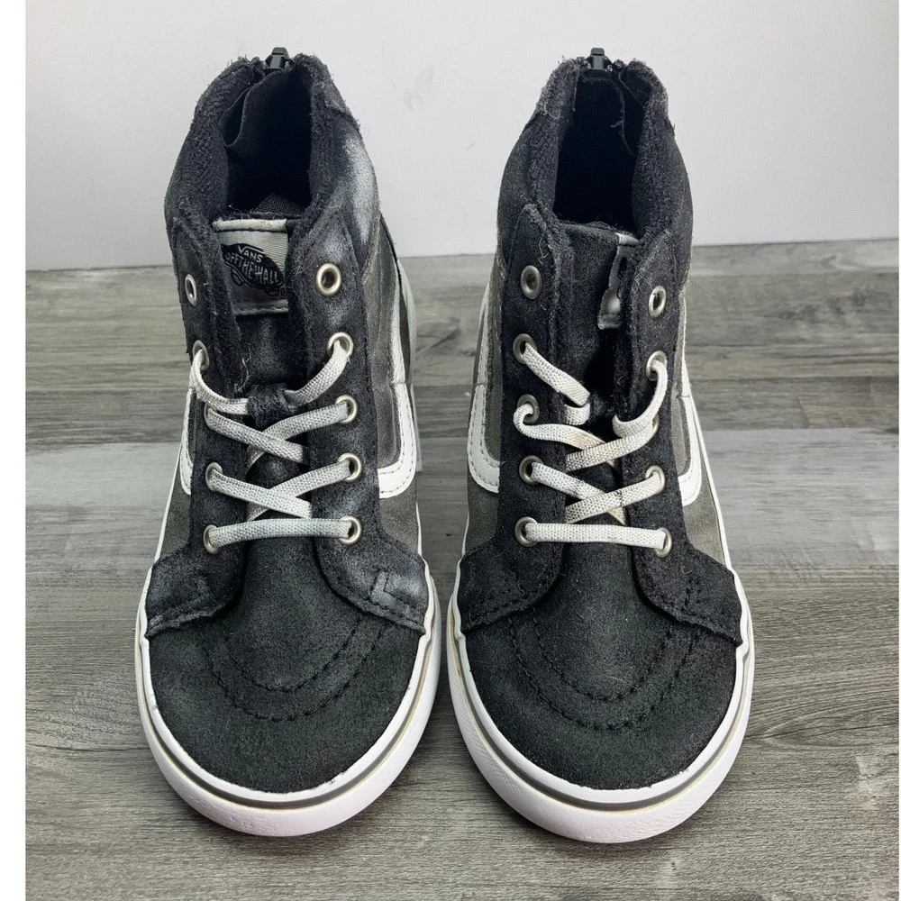 Vans Sk8-Hi MTE Toddler 10 Black Grey High Top Suede Zip Sneakers 751505